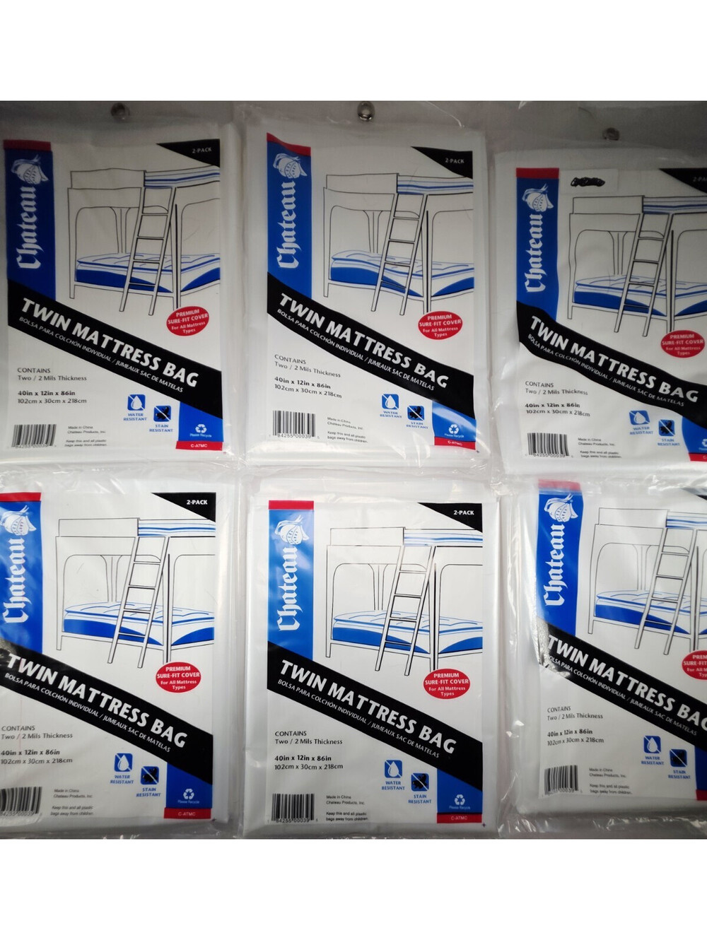 Lot of 6 Chateau Twin Mattress Bag (2 Per Pack) NEW 2 Mils Thick Moving Supplies